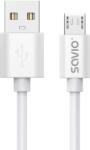 SAVIO USB cable 3 m USB 2.0 USB A - Micro USB White CL-167 USB kábel Micro-USB A Fehér (SAVIO CL-167)