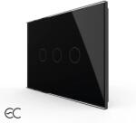 LIVOLO Intrerupator triplu cu touch Livolo din sticla, standard Italian, protocol ZigBee EC - Serie noua - culoare negru
