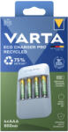 VARTA Eco Charger Pro Recycled töltő + 4db AAA 800 mAh akkumulátor - 57683 (57683101131)