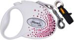 flexi Glam Splash Pink M Lesa cu banda 5m alb pentru caini decor cristale Swarovski
