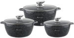 Goldmann Set 3 oale cu capace Goldmann din aluminiu turnat si invelis din granit, capace incluse (GM 6006)