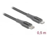 Delock 86630 USB-C - Lightning adat- és töltőkábel 0, 5m szürke (86630)