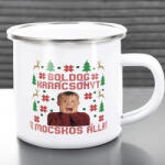 Deconline Customs Karácsonyi bögre "Reszkessetek betörők csúnya pulcsi mintás" 360 ml zománcozott fém Full HD (DO129216-ALU-MUG)