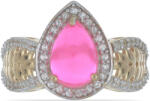  Arannyal Bevont Ezüst Gyűrű - Pink Opál és Fehér Topáz