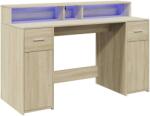 vidaXL Íróasztal LED-del - Sonoma Tölgy - 140x55x91 cm (3309422)
