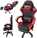 PRO-X COMFORT Gamer szék masszírozó funkcióval és lábtartóval - fekete-piros (KF-G919-M-red-black)