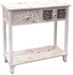  Rusztikus Paulownia Fa Konzolasztal - Koptatott Fehér - 81cm