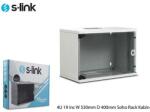 S-Link Rackszekrény - 4U 19" fali kivitel (190x530x400mm, Flatpack, világosszürke) (34385)