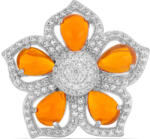  Lega Dembi Narancs Opál Ezüst Gyűrű - Virág