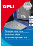 APLI Etichete, 63, 5x29, 6 mm, poliester, rezistente la intemperii, colțuri rotunjite, APLI, argintii, 540 etichete/pachet, 20 coli