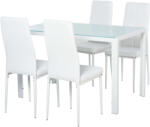 Homcom Asztalkészlet 4 kárpitozott székkel Üveg / Fém, 120x70x75 cm, Fehér (835-255WT)