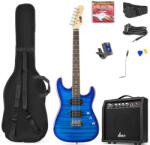 Max Music Gigkit 4/4 Elektromos gitár szett (20W erősítő, táska, hangoló, pengetők) - Quilted Style Kék