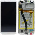 Huawei Y6 2018 LCD + érintőpanel kerettel / akkumulátorral, fehér, gyári (240914)