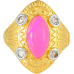  Neon Pink Opál Gyűrű - Aranyozott Ezüst - 2.36 Karát