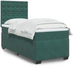 vidaXL sötétzöld bársony rugós ágy matraccal 90 x 200 cm (3293125) - vidaxl