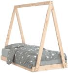 vidaXL Gyerek tömör fenyőfa ágykeret 70 x 140 cm (834525) - pepita