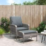 vidaXL Polyrattan Kerti Fotel Lábtartóval - Szürke (364115)