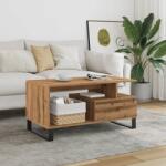vidaXL kézműves tölgy színű szerelt fa dohányzóasztal 90x49x45 cm (857455) - vidaxl