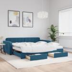 vidaXL kék kihúzható bársony heverő fiókkal 100 x 200 cm (3197007)