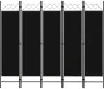 vidaXL fekete 5 paneles paraván 200 x 180 cm (320710)