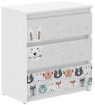 Ifjúsági 3 fiókos Komód - Erdei állatok - fehér-szürke