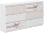  Ifjúsági 6 fiókos Komód 140cm - Maci - fehér-bézs (pepita-810029)