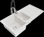 Mexen Andres, 1, 5 kamrás gránit mosogató 1000x500x200 mm és Aster mosogató csaptelep, fehér, 6515-20-73450-07 (6515-20-73450-07)