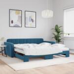 vidaXL kék bársony kihúzható heverő matraccal 100 x 200 cm (3196959)