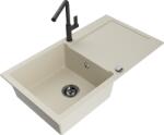 Mexen Leo, 1 kamrás gránit mosogató 900x500x190 mm és Flora mosogató csaptelep, bézs, 6501-69-670401-70-B (6501-69-670401-70-B)