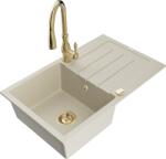 Mexen Bruno, 1 kamrás gránit mosogató 795x495x200 mm és Savita mosogató csaptelep, bézs, 6513-69-672601-50 (6513-69-672601-50)