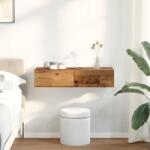 vidaXL Falipolc fiókokkal régi fa 80x33x17 cm műszaki fa (859984)