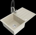 Mexen Bruno, 1 kamrás gránit mosogató 795x495x200 mm és Aster mosogató csaptelep, bézs, 6513-69-73450-07 (6513-69-73450-07)