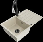 Mexen Bruno, 1 kamrás gránit mosogató 795x495x200 mm és Savita mosogató csaptelep, bézs, 6513-69-672601-70 (6513-69-672601-70)