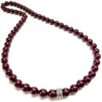  Swarovski Kristály Gyöngy Nyaklánc - Sötét Bordó - 48cm (glam798)