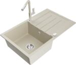 Mexen Bruno, 1 kamrás gránit mosogató 795x495x200 mm és Flora mosogató csaptelep, bézs, 6513-69-670401-09 (6513-69-670401-09)