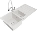 Mexen Andres, gránit mosogató 1000x500x200 mm, 1, 5 kamrás és Duo mosogató csaptelep, fehér, 6515-20-671701-02 (6515-20-671701-02)