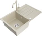Mexen Bruno, gránit mosogató 795x495x200 mm, 1 kamrás és mosogató csaptelep Carla, bézs, 6513-69-670700-69 (6513-69-670700-69)