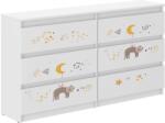  Ifjúsági 6 fiókos Komód 140cm - Cica - fehér