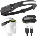 VG Extra erős COB LED-es fejlámpa, mozgásérzékelős, USB C-s, 6 világítási mód (08325)