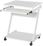 art Birou calculator, pe roti, metal, pal, cu raft tastatura, alb, max 30 kg, 60x48x73 cm GartenVIP DiyLine (AR076644) - eurostoc - 340,57 RON
