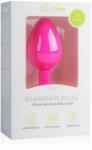 EasyToys Diamond - plug anal cu piatră albă - silicon roz mărime medie