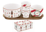 Easy Life Nuova R2S Porcelán kínálótálka szett 4db-os(dia: 11, 5/8/6, 5/4, 5cm), akácfa tálcán 29x13cm, dobozban, Nutcracker Twist (2073NTWI)
