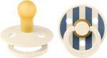 BIBS - Set 2 suzete Colour Studio Collection Stripe Latex, tetina rotunda, 0 luni+-Ivory/Steel Blue