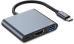 Tech-Protect Adaptor HUB aluminiu 3-in-1 Tech-Protect V1, USB Type-C - 1x USB 3.0, 1x USB Type-C, 1x HDMI, Gri (9490713935248)
