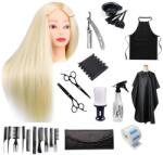 Pauco Set Kit Frizerie Coafor Complet Jasmin cu Cap Practica Blond , Brici, Foarfeca Tuns si Filat