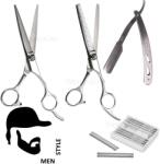 Pauco Set frizerie - foarfeca tuns, foarfeca de filat, brici Barber Shop
