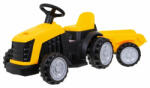 Ramiz Tractor electric cu remorca, roti si scaun din plastic, 112x40x43 cm, putere 25W, Galben