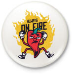 printfashion Chilli paprika - Always on fire - Kitűző, hűtőmágnes - Fehér (4302738)