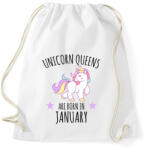 printfashion Unikornis királylányok születésnapja januárban - Sportzsák, Tornazsák - Fehér (1139399)