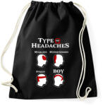 printfashion God of War - Types of Headaches - Sportzsák, Tornazsák - Fekete (5708383)